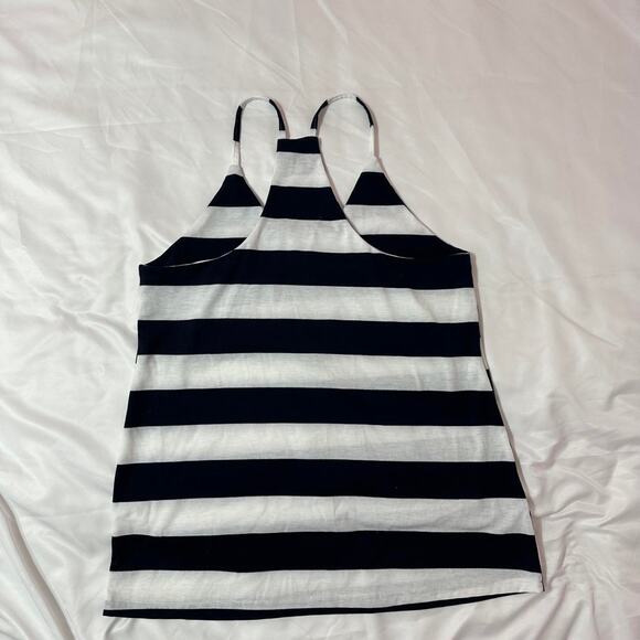 Navy and  White Striped Spaghetti Strap Tank - Picture 3 of 4